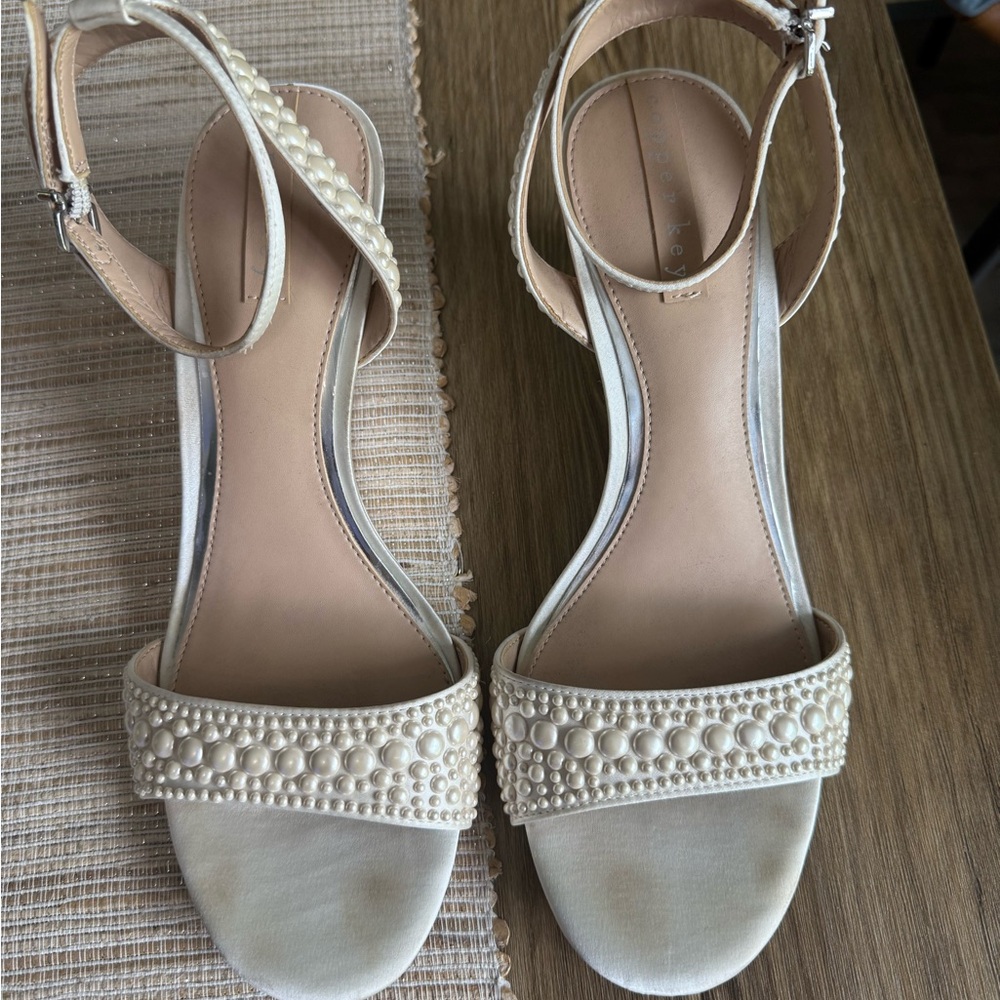 Copper Key Cream Pearl-Accented Sandals